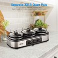thumbnail image 1 of Heynemo Mijoteuse Triple 3 X 1,5 QT en Acier Inoxydable pour Buffet, 1 of 5