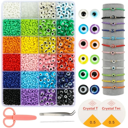 Koralakiri Evil Eye Beads for Bracelet Making, 8mm Evil Eye Beads Kit for Girls Bracelets Jewelry Making