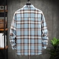 thumbnail image 2 of Mens Flannel Shirt Long Sleeve Fashion Casual Collar Regular Fit Plaid Shirt Lightweight Versatile Fall Button Classic Basic Tops With Pocket Light Blue XXL, 2 of 4