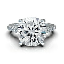 VOUS Round Cut Solitaire Engagement Wedding Ring, Sterling Silver w/ Pure Brilliance Zirconia - Size 7