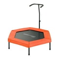thumbnail image 2 of Upper Bounce 50" Mini Trampoline with Adjustable T-Shaped Handrail – Hexagonal Rebounder Fitness Trampoline for Kids & Adults - Orange, 2 of 7