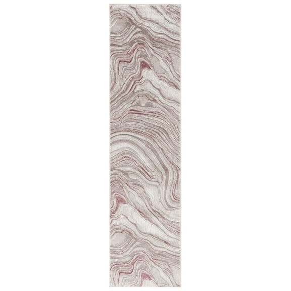 SAFAVIEH Meadow Joey Wavy Marble Runner Rug, Pink/Beige, 2' x 8'