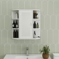 thumbnail image 2 of S-HOME Wall Mounted White Bathroom Medicine Cabinet with Mirror Door, 6 Open Shelves, Adjustable Storage, 2 of 7
