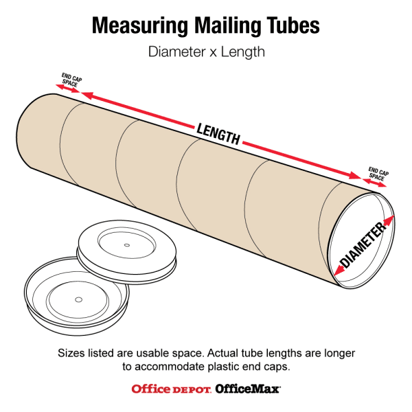 Tubeequeen Kraft Heavy Duty Mailing Tubes with End Caps - Art