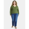 thumbnail image 3 of Terra & Sky Women's Plus Long Sleeve Notch Neck Top, 3 of 6