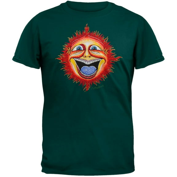 Smilin' Sun - Green - Embroidered T-Shirt - X-Large