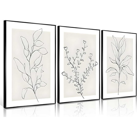3Pcs d Neutral Botanical Wall Art Minimalist Abstract Botanical Line Canvas Posters Prints Modern Beige Boho Plant Paintings Wall Decor Pictures for Bedroom Living Room Home Decoration