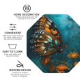 thumbnail image 3 of Honeii Elegant Butterfly And Flowers Print Leather Coaster Set of 4, Ideal for Safeguarding Your Furniture from Drinks Spills and Effortless Cleanup-Octagon, 3 of 6