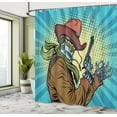 thumbnail image 5 of Ambesonne Blue Shower Curtain, Western Style Robot Cowboy, 69"Wx84"L, Petrol Blue and Brown, 5 of 5