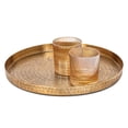 thumbnail image 2 of Abbott Medium Hammered Round Tray 14" Antique Gold-Textured aluminum server in folded edge secure carrying;artisan souk-inspired centerpiece & appetizer tray that layers beautifull in modern décor, 2 of 2
