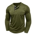 thumbnail image 2 of Mens T Shirt Long Sleeve Crew Neck Henley Shirt Loose Fit Green Button Shirt Mens Work Shirts, 2 of 6