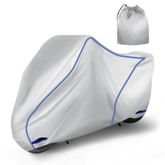 Universal Motorcycle Cover Rain Dust Protector Lightweight Fabric Waterproof Scooter Cover Motorbike Cover with Lock-Hole All Weather Protection  Fits Up to 245cm/96"