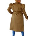 thumbnail image 7 of UYISJ Trench Coat for Women Fall Jackets Double Breasted Long Coat Long Puff Sleeve Classic Lapel Slim Fit Overcoat with Belt Coffee M, 7 of 7