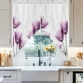 thumbnail image 4 of Spring Floral Swag Curtain Valance for Windows, Pink X-ray Tulip Looming Flower Leaf Modern Window Treatments Short Swag Topper for Kitchen Windows Bathroom Bedroom, 36"x36", 4 of 8