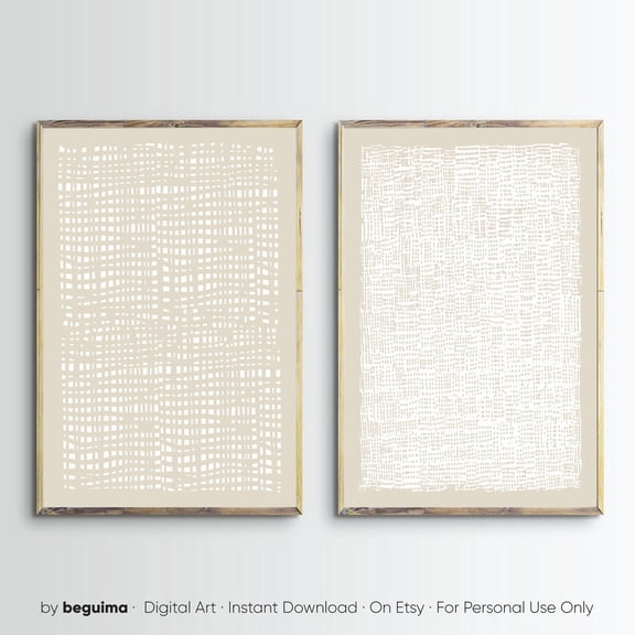 Abstract Wall Art Beige Creme White Neutral Modern Living Room Set 2 Unframed Paper Print 8x12