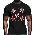 thumbnail image 2 of Camisetas para hombre, camiseta romántica de algodón con cuello redondo y lazo de corazón, manga corta para hombre, San Valentín, corazones con lazo, 2 of 8