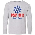 thumbnail image 3 of Inktastic Boat Hair Don't Care, Steering Wheel - Red Blue Long Sleeve Youth T-Shirt, 3 of 5