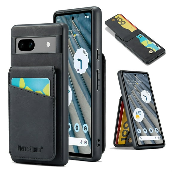 Phone Case for Google Pixel 8, Back Credit Card Holder Wallet Cover Study Kickstand PU Leather Magnetic Clasp RFID Blocking Case for Google Pixel 8 Cases Women, Black