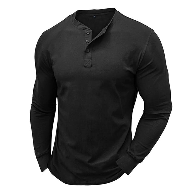 Blusas y camisas de manga larga y cuello redondo para hombre, blusa básica de color liso con cuello redondo y mangas largas.