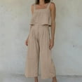 thumbnail image 3 of Summer Casual Outfits for Women Womens Summer Outfits 2024 Clothing Set Female Round Neck Sleeveless Tops Pants Sets Cargo Pant Style S_394 Women's Tracksuits Khaki L, 3 of 8