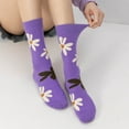 thumbnail image 4 of TEAJOPSUU Unisex Crew Socks Winter Stocking Cute Printed Gifts for Men and Women Thick Cotton Soft Warm Cozy Crew Socks G-Purple, 4 of 4