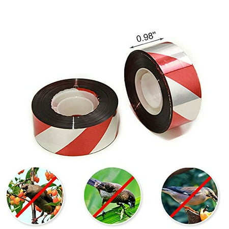 Agfabric 0.98" x328ft – Pest Control Dual-sided Repellent Tape Bird Deterrent Reflective Scare Tape For Pigeons, Grackles, Woodpeckers, Geese, Herons, Blackbirds Red&Silver, 3Pack