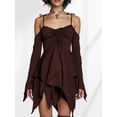 thumbnail image 3 of Osfvolr Women'S Halloween Costumes Off-Shoulder Butterfly Fairy Cosplay Party Handkerchief Flowy Midi Dress Chocolate Color S, 3 of 6
