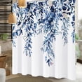 thumbnail image 3 of Extra Long Shower Curtain Blue Shower Curtains for Bathroom,Watercolor Leaf Shower Curtain Sets Waterproof Plant Shower Curtain Blue Fabric Cloth Bathroom Curtains 72x84 inch with Hooks, 3 of 6