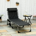 thumbnail image 2 of Outsunny Folding Chaise Lounge - Adjustable Backrest, Pillow and Pocket, Black, 2 of 9