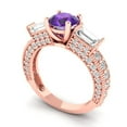 thumbnail image 2 of Three-Stone Engagement Ring for Women - 2.33ct Natural Amethyst in 14K Rose Gold Promise Ring, 2 of 6