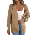thumbnail image 2 of Antinious Womens Solid Casual Long Sleeve Soft Knit Open Front Cardigan Sweaters for Women,Womens Sweaters,Warm Winter Coats,Khaki,M, 2 of 5