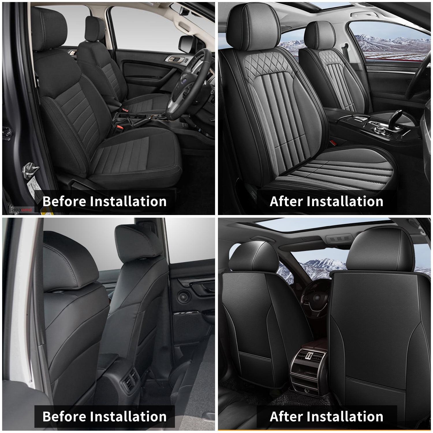 DIKSOAKR Car Seat Covers Fit for Toyota Camry 2012-2025 Full Set Leather Seat Cushion Airbag Compatible Easy to Install(2 Seats,Black&Grey)