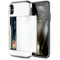 Card Slot Holder Wallet iPhone XR Case - (White) Dual Layer Shockproof with Heavy Duty Protection