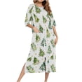 thumbnail image 5 of Wowcloth Woman's Loungewear Nightgown, Casual Relaxed Fit with Raglan Sleeves and Three-Quarter Length, Soft Sleepwear with Christmas Print for Holiday and Home Comfort, 5 of 8