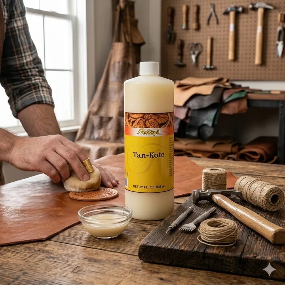 Fiebing's Tan Kote 32oz - Leather Protector, Finisher, Sealer - Resin Based top Finish for leathercraft