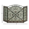 thumbnail image 4 of Traditional 3 Panel Metal Fire Screen With Filigree Design, Bronze, 4 of 4