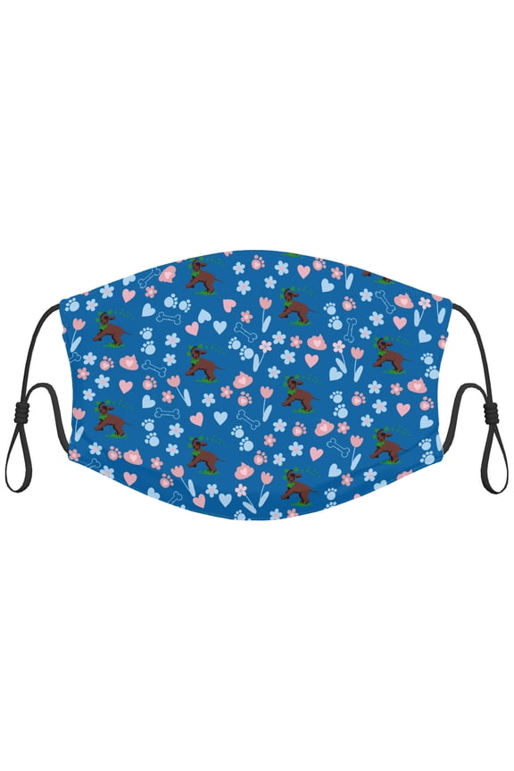 Cute Irish Water Spaniel Dog Graphic Printed Cloth Face Masks Reusable Washable Adjustable for Adults (10 PCS)