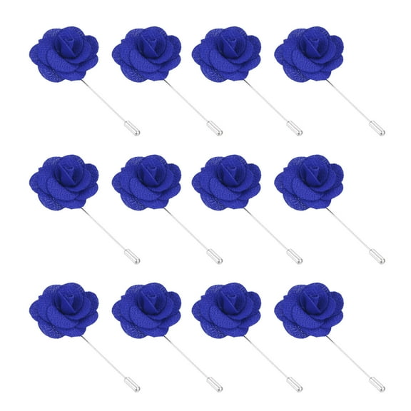 Uxcell Flower Boutonnieres Pin, Handmade Camellia Lapel Pin, Sapphire 12 Pcs