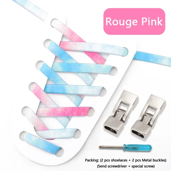 17 Colors Elastic Shoe Laces Without Tying Flat Shoelaces For Sneakers Rubber band Fashion Lazy Shoes Lace Accessories Unisex Rouge Pink