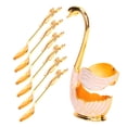 thumbnail image 3 of Zinc Alloy Tableware Sets, Swan Base Design, Includes Spoons, Forks, and Swan Holder, for Coffee, Desserts, and Table Decoration, 3 of 7