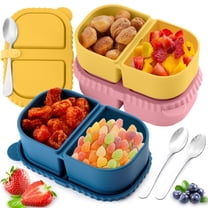Lumikrypt 3Pack Silicone Snack Containers with Lids, 2-Compartment Reusable Mini Food Storage Box, BPA Free, Leak-Proof Small Toddler Lunch Containers