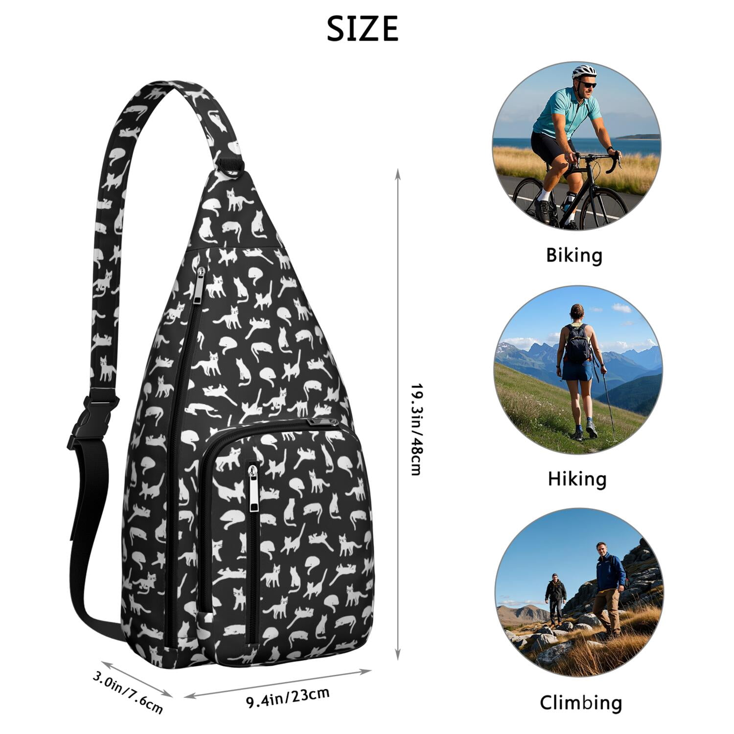 Cute Cartoon Cat Sling Backpack - Funny Paw Pattern Shoulder Bag (Adorable Pet Design, Lightweight & Durable)