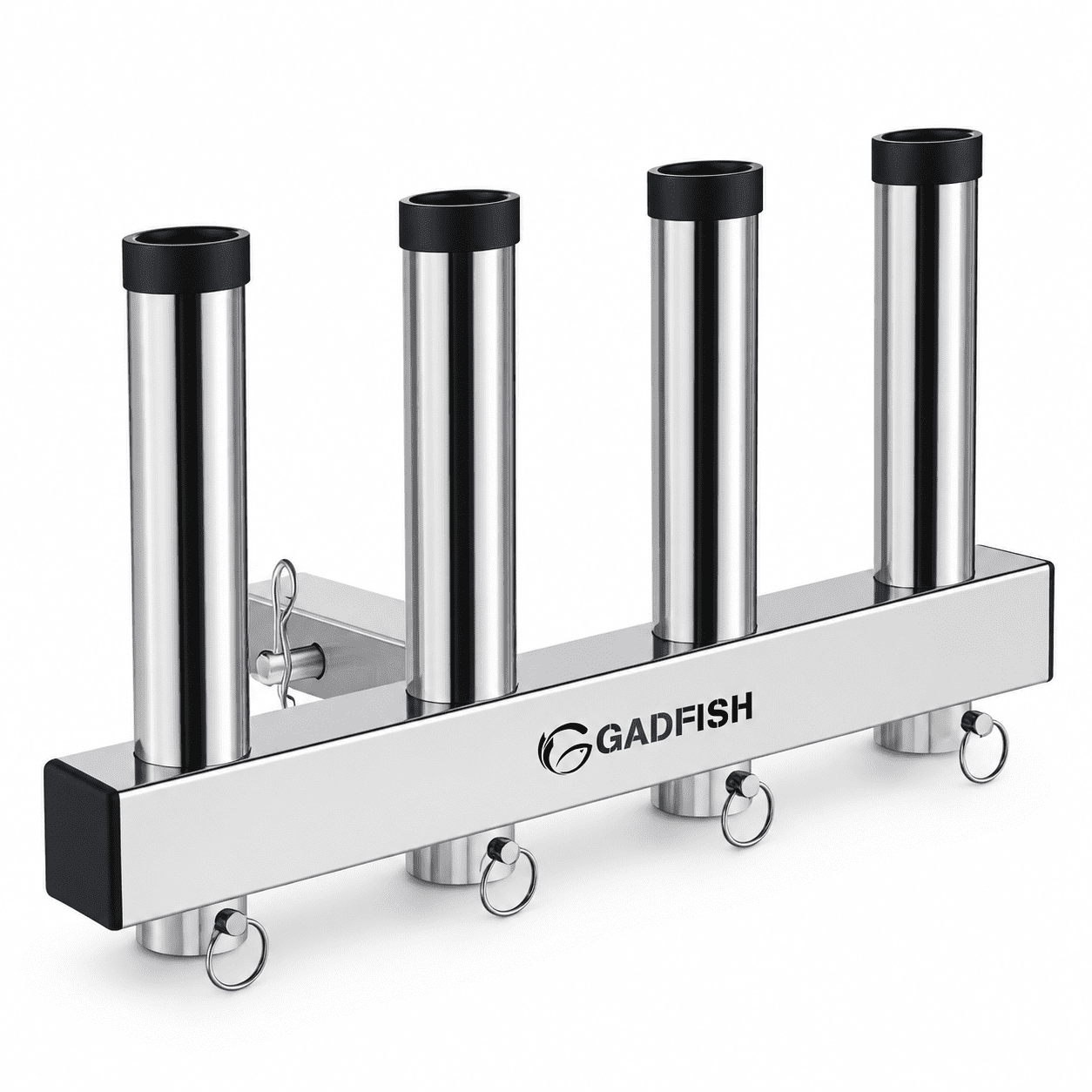 Stainless Steel 4-Link Fishing Rod Rack for 2 Receivers with Quick Release Pin