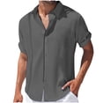 thumbnail image 2 of ALLLIST Collared Spring Tops Gray Short Sleeve Solid T-Shirts Pullover Button with Pocket Polo T Shirts for Men, 2 of 5