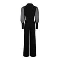 thumbnail image 5 of ABATAB Jumpsuits for Women Lapel V-Neck Long Belt Romper Long Sleeve Wide Leg Baggy Party Clubwear Trendy Jumpsuit, 5 of 6