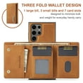 thumbnail image 2 of Allytech 2 in 1 Detachable Wallet Case for Samsung Galaxy S24 Ultra with Cash Pocket & Cash Slots, [Full Body Protection] [Magnetic Clasp] Luxury PU Leather Shockproof Slim Kickstand Case - Brown, 2 of 9
