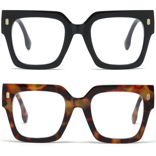 Fashion Oversized Blue Light Blocking Glasses for Women Men Trendy Big Square Frame Computer Eyeglasses