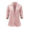 thumbnail image 4 of 2025 Summer Linen Blazer Women Lightweight 3/4 Stretchy Ruched Sleeve Fully-Lined Casual Work Jacket with Pockets, 4 of 7