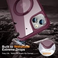 thumbnail image 6 of 360° Magnetic Swivel Ring for iPhone 13 case, Built-in Metal Stand and Ring Holder, Magsafe Compatible, Military Grade Protection, Shock and Vibration Resistant - Wine Red, 6 of 14