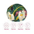 thumbnail image 5 of Kdxio Tropical Floral Jungle Print Shower Cap for Women,Elastic and Reusable,Double Waterproof Layers Bathing Hat, 5 of 6